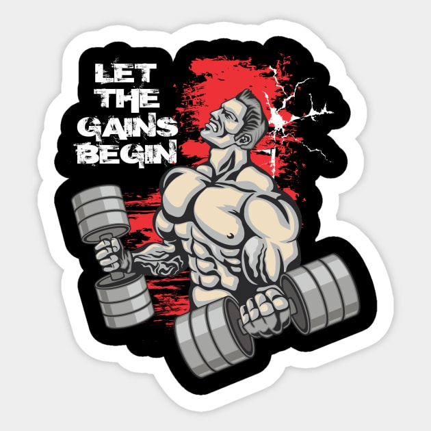 Let the gains begin - Crazy gains - Nothing beats the feeling of power that weightlifting, powerlifting and strength training it gives us! A beautiful vintage design representing body positivity! Sticker by Crazy Collective